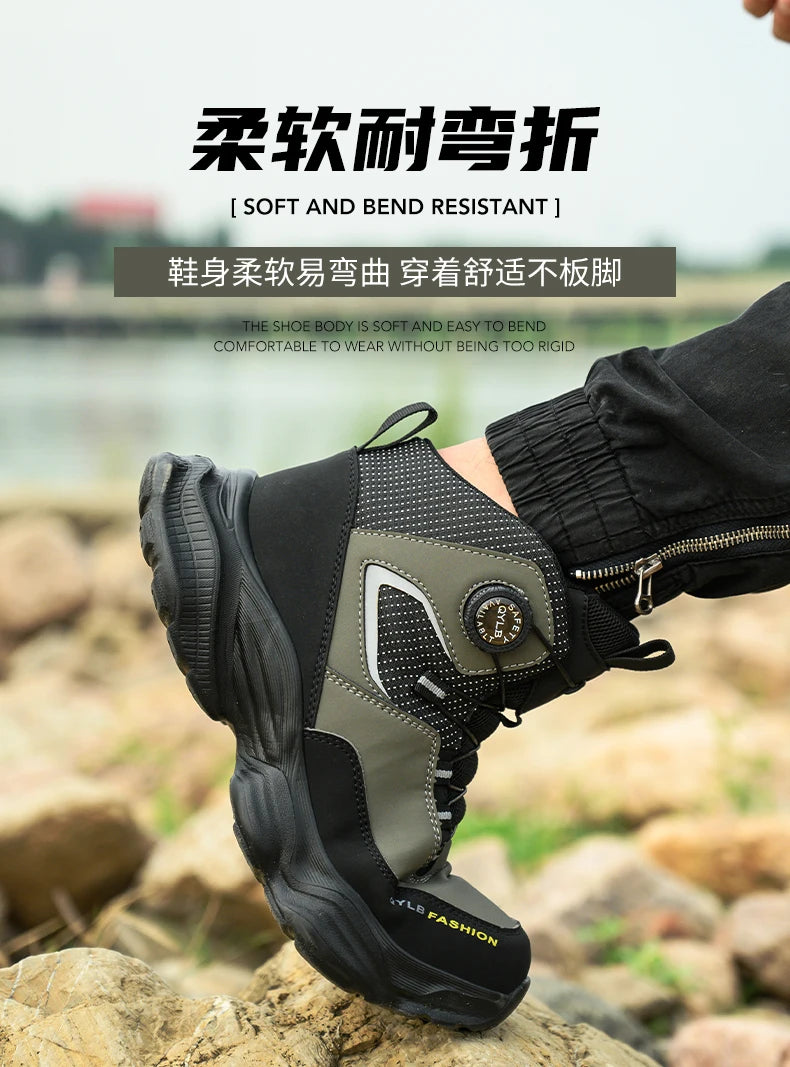 Rotating button Safety Shoes Men Boots work Sneakers Male Steel Toe shoes Protective Boots Puncture-Proof Indestructible shoes