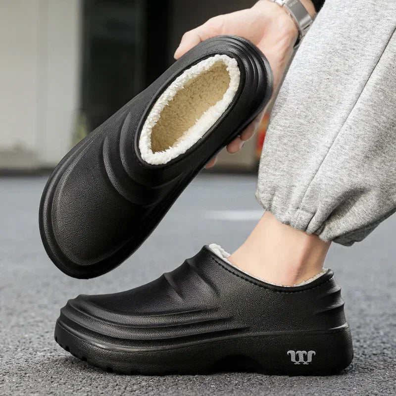 New Unisex Fashion Cotton Slippers Men Winter Warm Home Cotton Shoes Waterproof Garden Shoes Indoor Slip on Concise Shoes Woman
