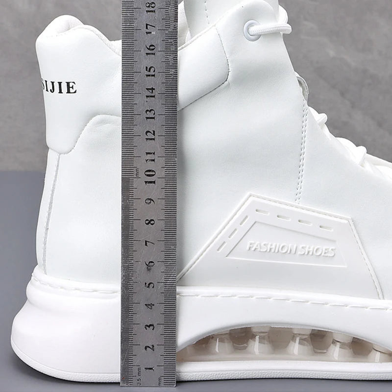 Luxury brand casual sneaker for men White high top air cushion sneakers Man Comfortable Soft Lace up botas masculino 2024