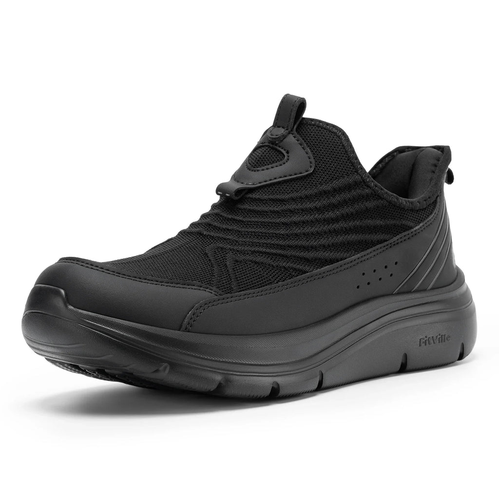Fitville Wide Men'S Slip-On Running Shoes Lightweight Breathable Outdoor Casual Sports Walking Shoes Sneakers For Swollen Feet