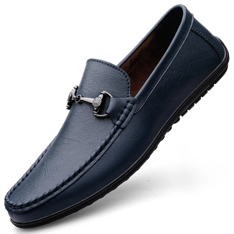 Elegantes Men Genuine Leather Loafers Non Slip Walking Shoes Breathable Outdoor Slip on Flats Casual Shoes Man Driving Moccasins
