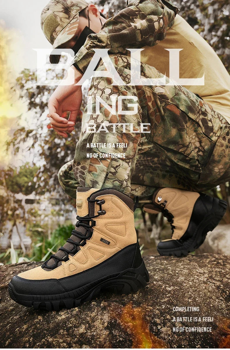 Men Tactical Boots Lace Up Military Army Boot Unisex Work Hiking Shoe Desert Waterproof Brand Climbing Shoe Male Ankle Size Plus