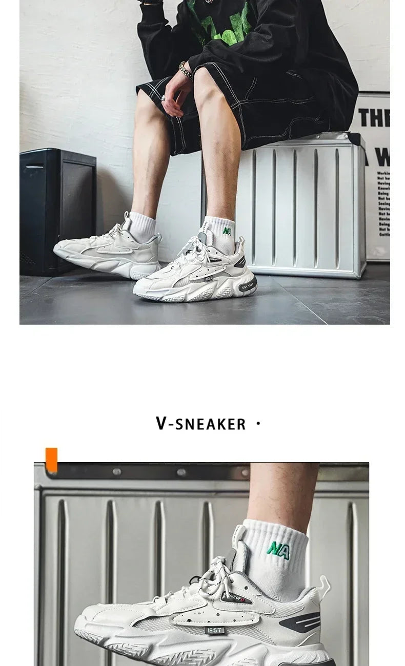 2025 Fashion and Comfortable Mesh Breathable Outsole Shoes Summer Hot Sale Mens Casual Shoes Thick Bottom Breathable Sneaker