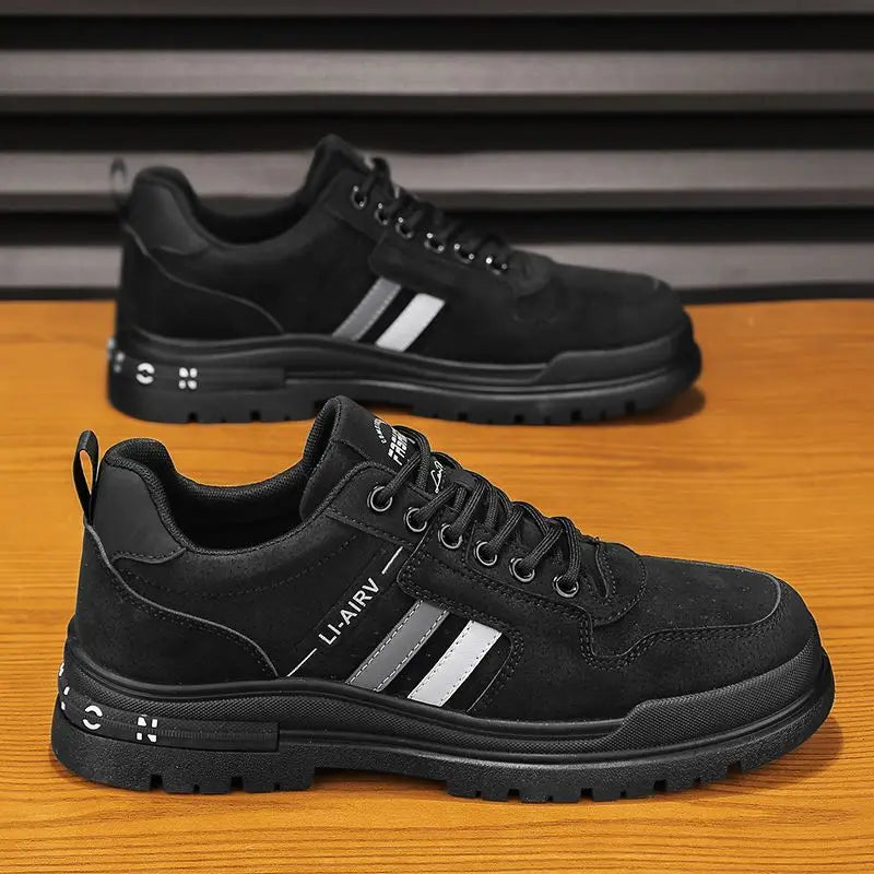 Oulylan Men's Luxury Running Shoes Breathable Skateboarding Shoes Black Thick Soled Comfortable Casual Sports Shoes Denim Boots