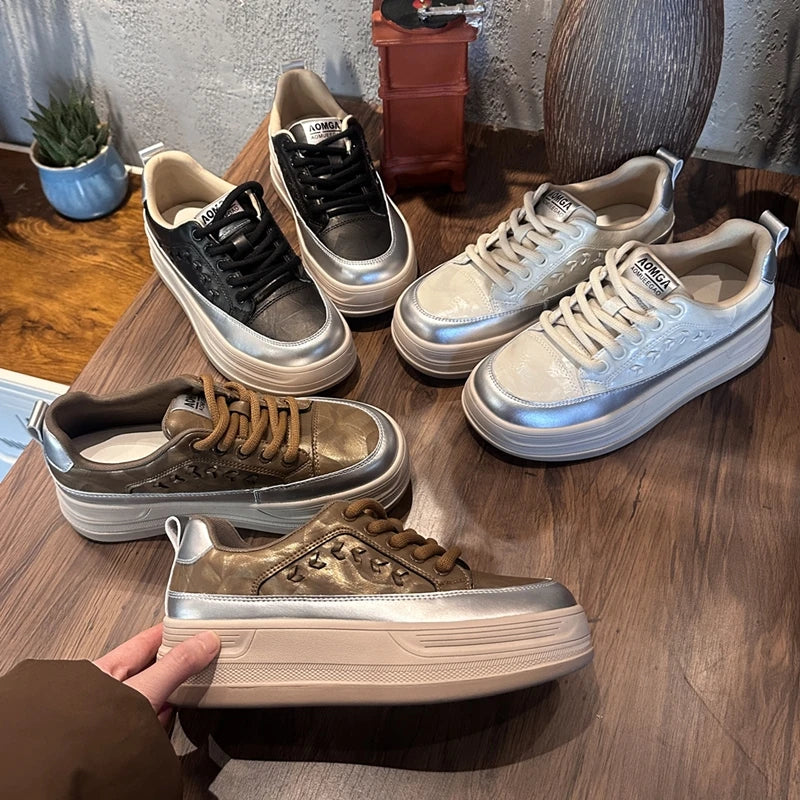 AIYUQI 2026 New Women's sneakers Shoes Flat Casual Women Skateboard Shoes Lace-Up Leopard Print female Dexterity Shoes