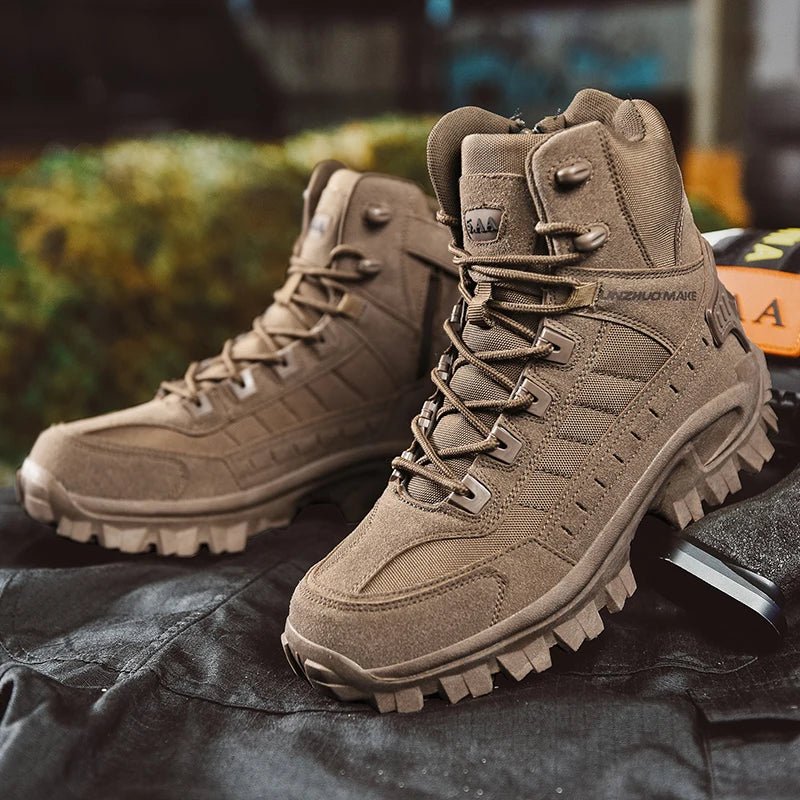 2024 New Winter Work boots Men's Desert Tactical Boots Outdoor Hiking Shoes Men's Leather Desert Combat Ankle Boots Plus Size