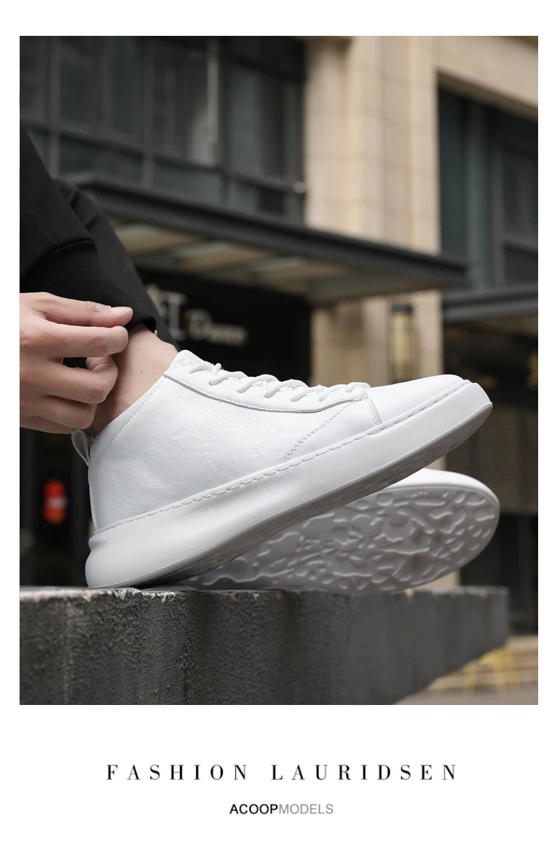 Shoes for Men Fashion Casual Sports Shoes Male Sneakers Trend Genuine Leather 2023 New Flat Running Shoes Large Size 39-46 White