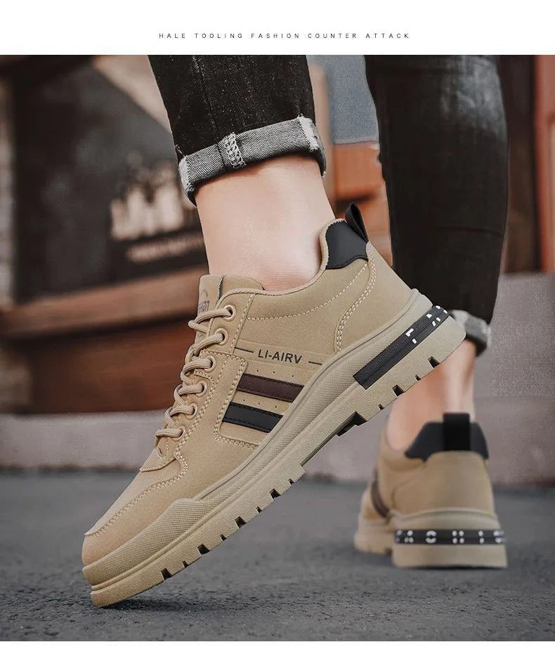 Oulylan Men's Luxury Running Shoes Breathable Skateboarding Shoes Black Thick Soled Comfortable Casual Sports Shoes Denim Boots