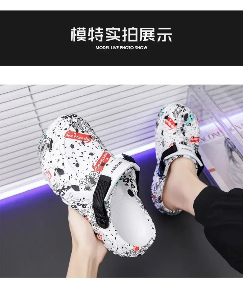 Plus Size 47 Summer Men Sandals Clogs Outdoor Garden Clogs Hole Shoes Male Casual Shoes Water Shoes Comfort Home Soft Slippers