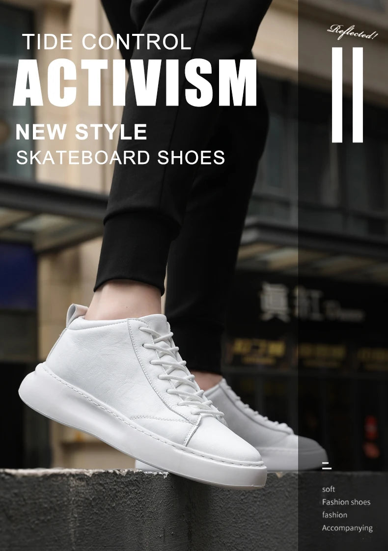 Shoes for Men Fashion Casual Sports Shoes Male Sneakers Trend Genuine Leather 2023 New Flat Running Shoes Large Size 39-46 White