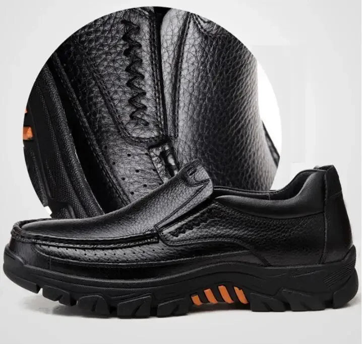 2025 New Handmade Genuine Leather Shoes 48 Men Loafers Soft Leather Men Thick Sole Casual Shoe Male Footwear Black Brown Slip-on
