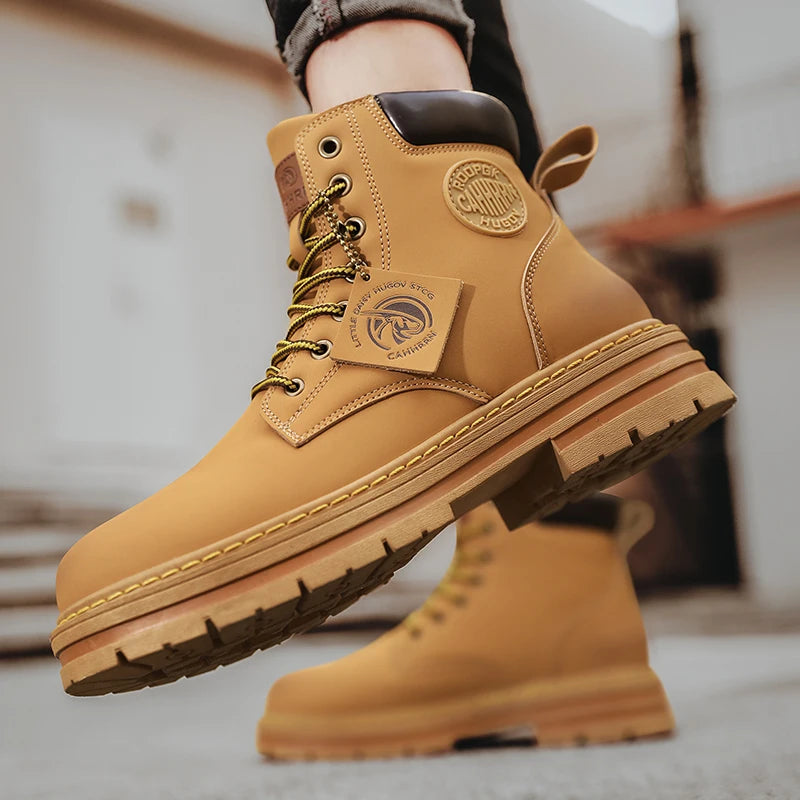 2026 Winter Ankle Boots Men's Boots Outdoor Yellow Boots Classic Design High Top Men Casual Shoes Botas Para Hombre