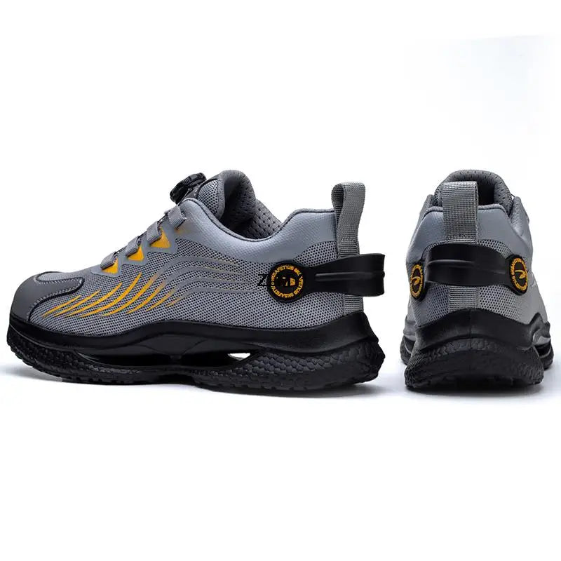 ZLMY Rotating Button Safety Shoes Men Steel Toe Sneakers Air Cushion Work Shoes Man Puncture Proof Work Safety Boots Protective