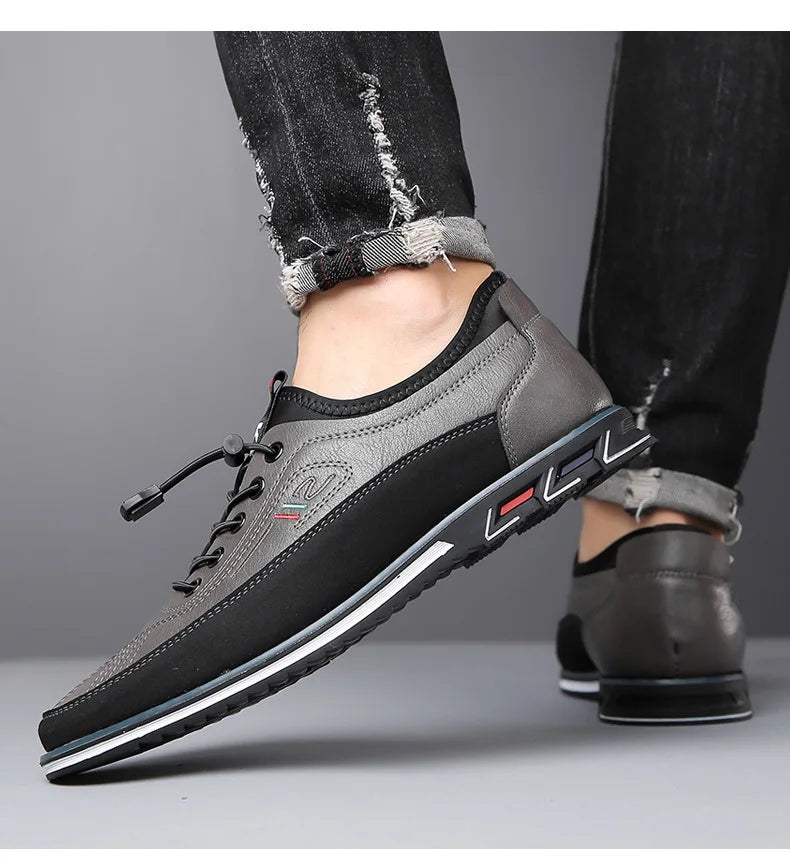 New Men's Leather Flat Casual Shoes Soft Sole Slip on Loafers Business Formal Shoes for Men Zapatos Casuales De Hombre Plus Size