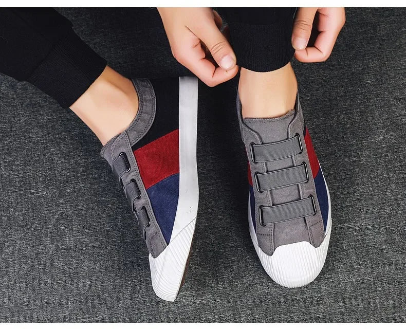 Fashion Men's Canvas Sneakers Casual Shoes Breathable Flat Buckle Loafers Shoes Summer Autumn Mens Designer Men Board Shoes