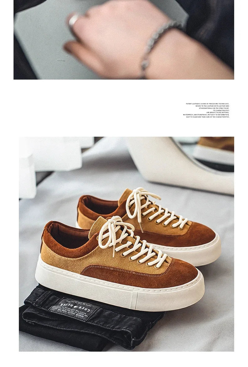 Korean Fashion Casual Canvas Sneakers Men Harajuku Platform Canvas Shoes Man Breathable Men's Vulcanized Shoes Zapatos De Lona