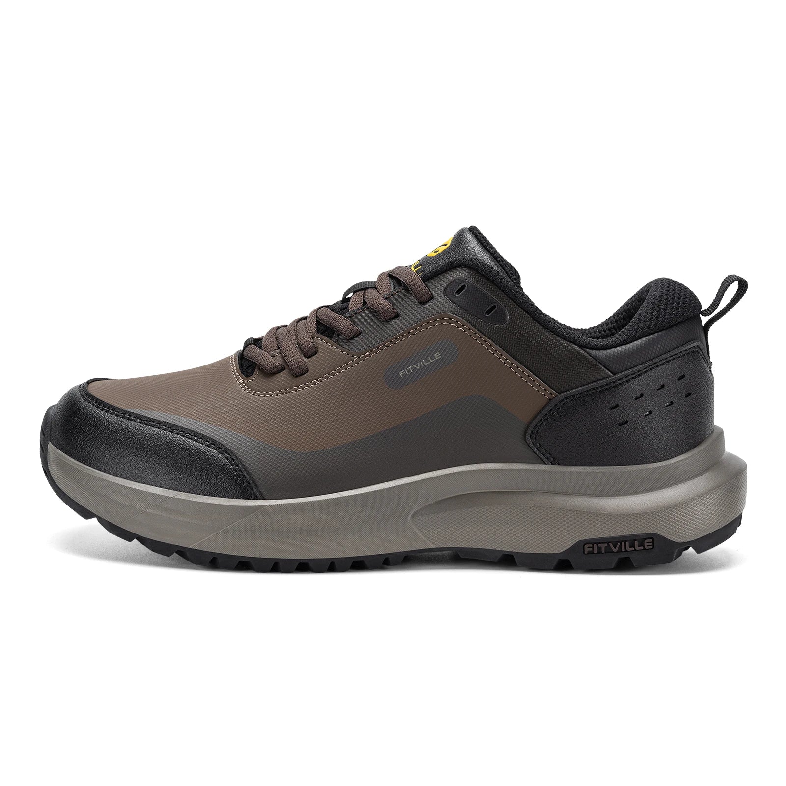Fittington Hiking Shoes Extra Wide For Man Outdoor Walking Shoes Low-top Waterproof Work Shoes Toe with Arch Support for Heel