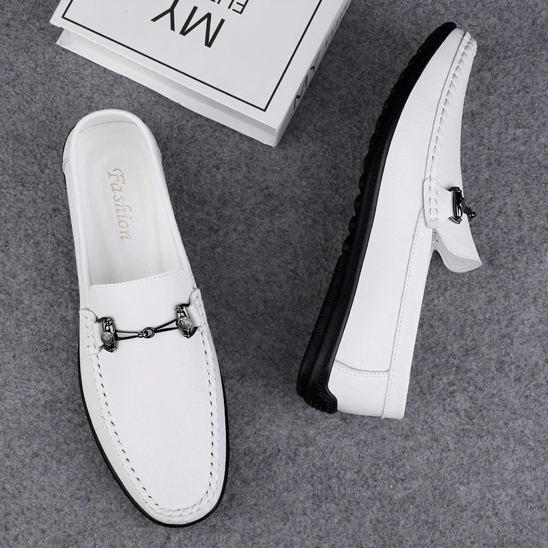 Elegantes Men Genuine Leather Loafers Non Slip Walking Shoes Breathable Outdoor Slip on Flats Casual Shoes Man Driving Moccasins