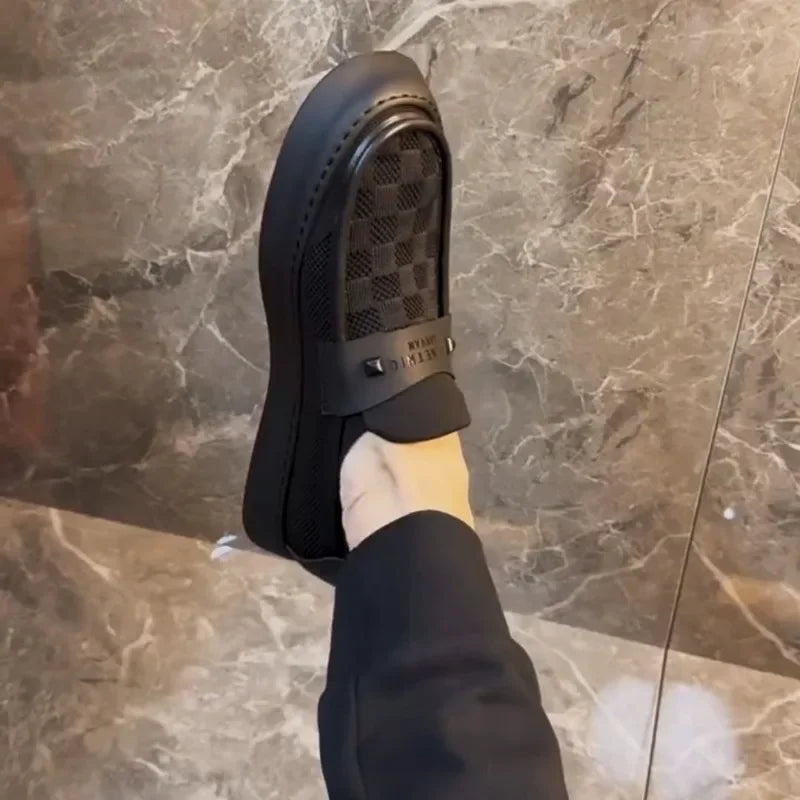 2025 Autumn New British Style Mens Casual Shoes Fashion Trend Board Shoes Male Flat Shoes Platform Business Casual Loafers Mens