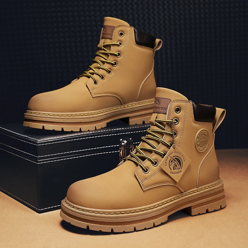 2026 Winter Ankle Boots Men's Boots Outdoor Yellow Boots Classic Design High Top Men Casual Shoes Botas Para Hombre