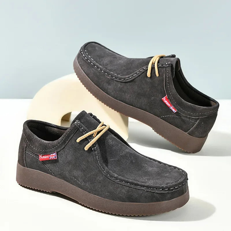 High Quality Men Casual Shoes Suede Leather Work Shoes Platform British Business Party Dress Shoes Male Lace-up Flats Sneakers