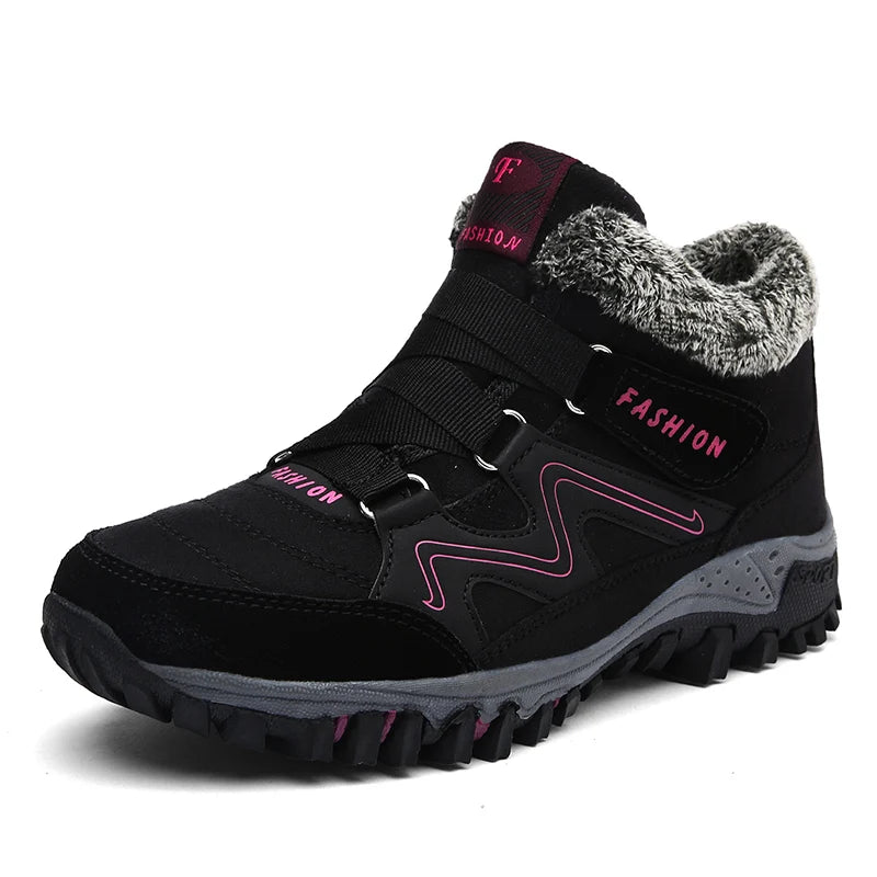 LUFUMA Leather Men Boots Winter with Fur 2022 Warm Snow Boots Men Winter Work Casual Shoes Sneakers High Top Rubber Ankle Boots