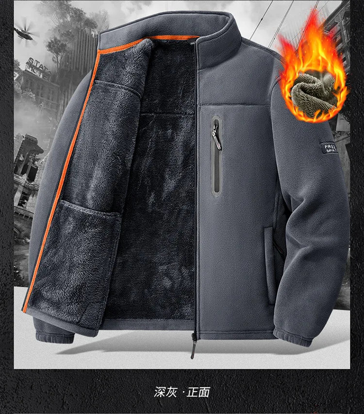 Men's Outdoor Fleece Jacket Autumn Winter Thickened Polar Fleece with Added Insulation New Season Warm Casual Coat
