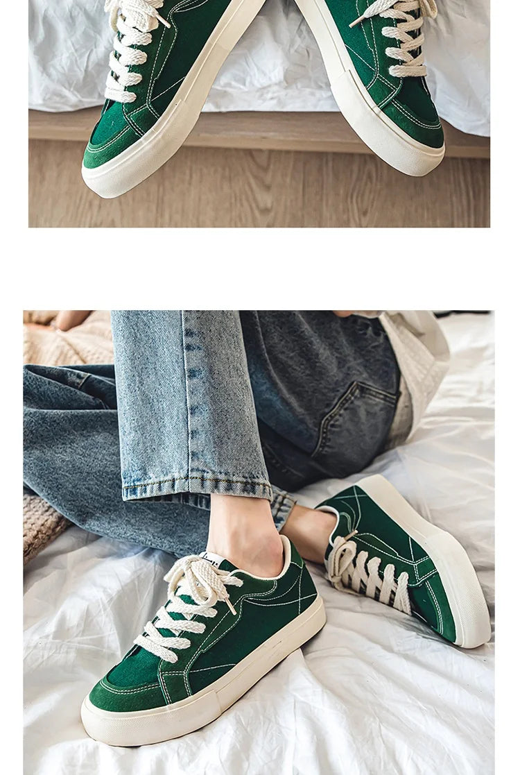 Men Skateboarding Shoes Canvas Thick Bottom Platform Shoes Comfortable Breathable Vulcanized Shoes Casual Sneakers Student Shoe