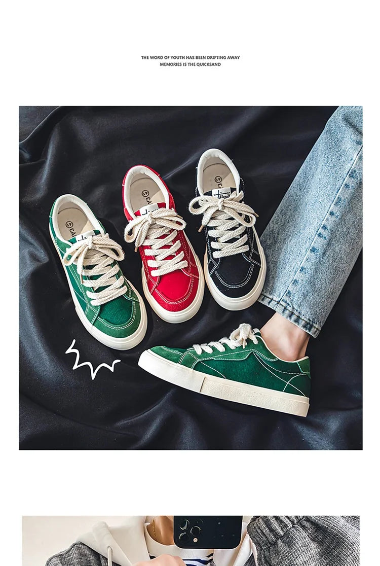Men Skateboarding Shoes Canvas Thick Bottom Platform Shoes Comfortable Breathable Vulcanized Shoes Casual Sneakers Student Shoe