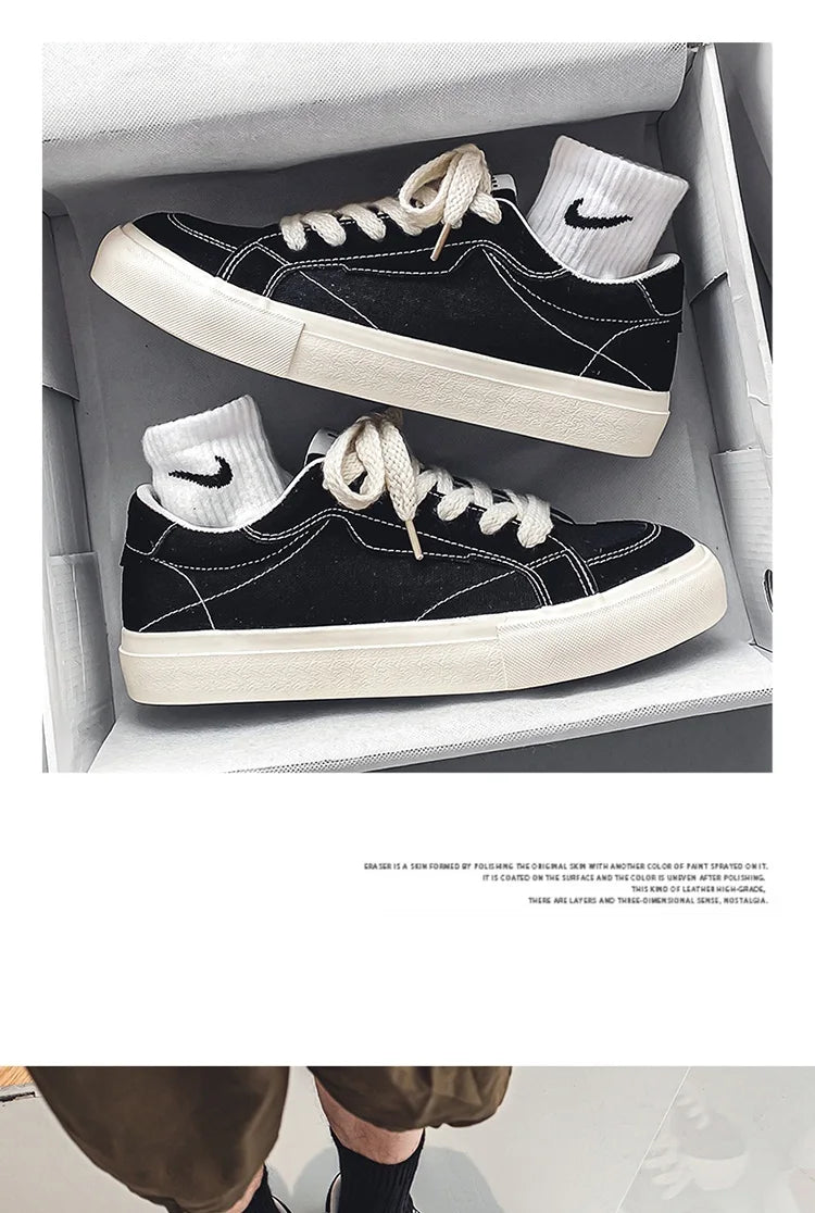 Men Skateboarding Shoes Canvas Thick Bottom Platform Shoes Comfortable Breathable Vulcanized Shoes Casual Sneakers Student Shoe