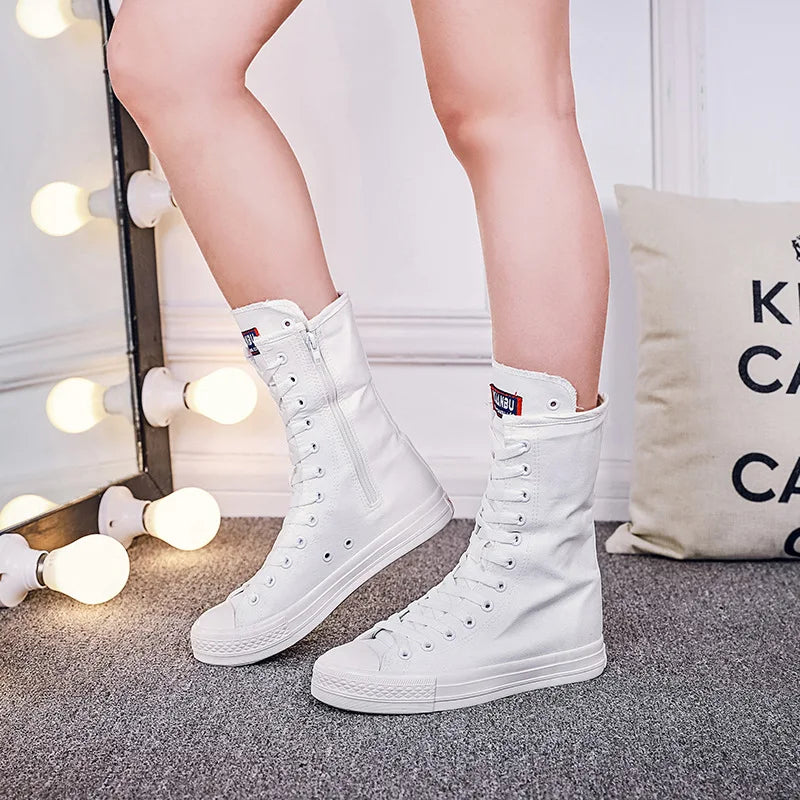 2021 New Short Tube Boots Women Side Zipper Canvas Shoes Casual Shoes Women's Shoes Rubber Shoes Dance Shoes Net Red Shoes Women