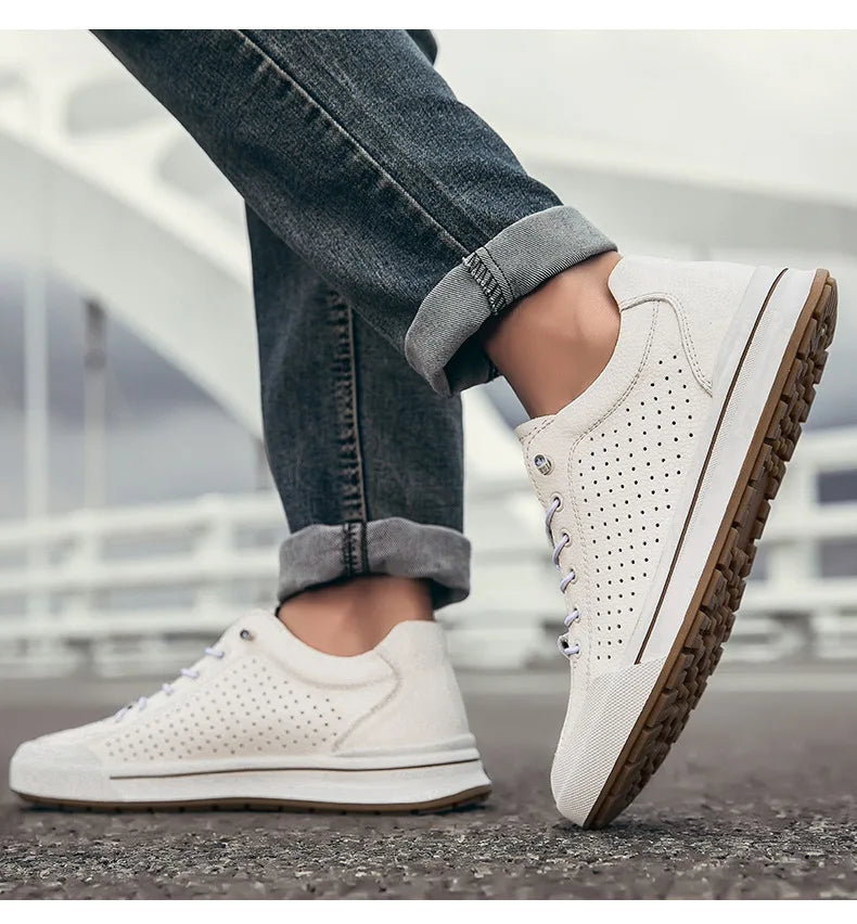 Genuine Leather Casual Shoes for Men 6CM Height Increase Sports Shoes High Quality Flats Shoes Male Brand Office Work Shoe