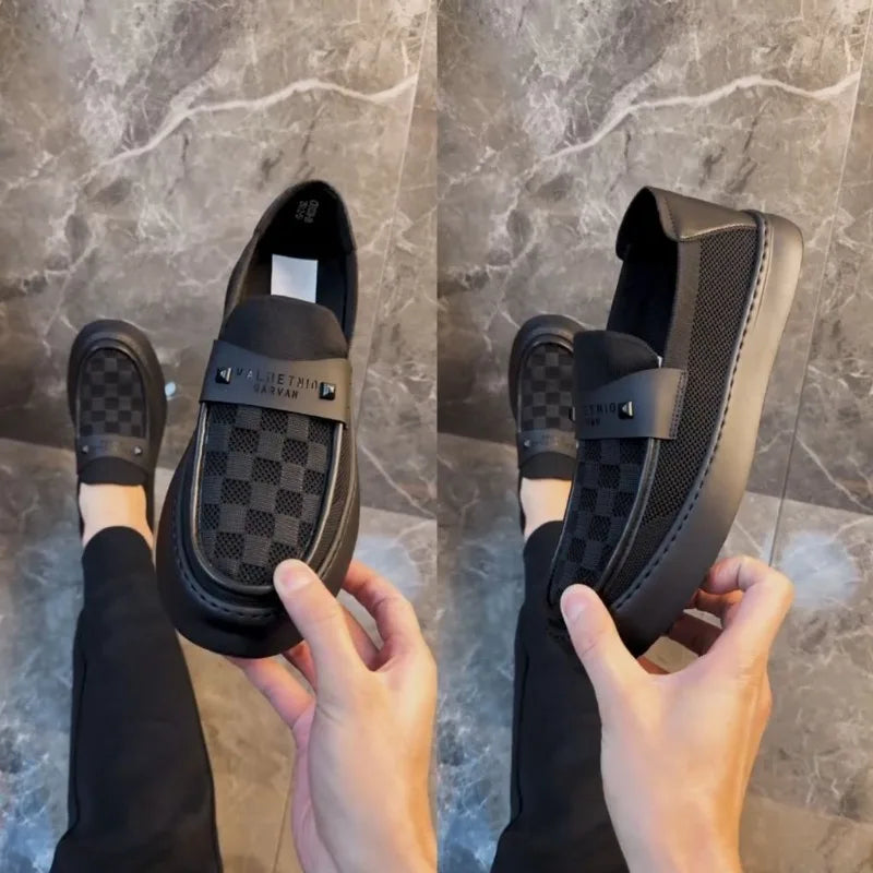 2025 Autumn New British Style Mens Casual Shoes Fashion Trend Board Shoes Male Flat Shoes Platform Business Casual Loafers Mens