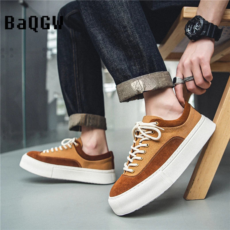 Korean Fashion Casual Canvas Sneakers Men Harajuku Platform Canvas Shoes Man Breathable Men's Vulcanized Shoes Zapatos De Lona