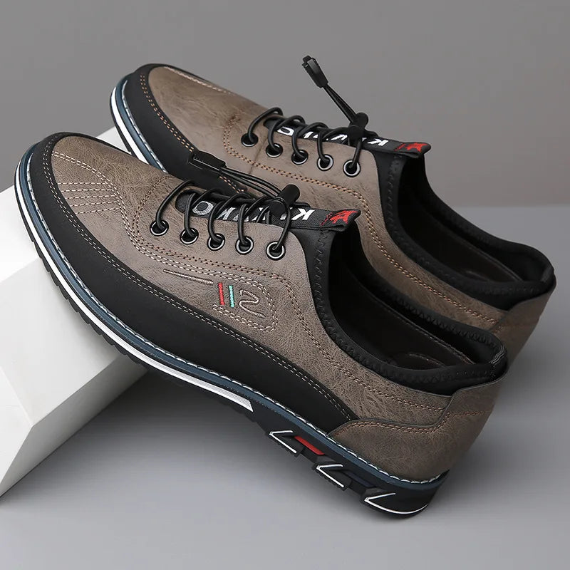 New Men's Leather Flat Casual Shoes Soft Sole Slip on Loafers Business Formal Shoes for Men Zapatos Casuales De Hombre Plus Size