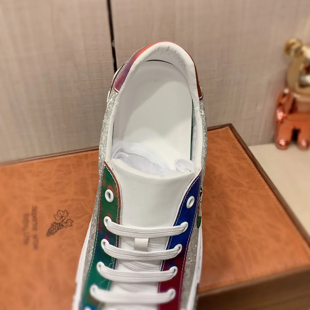 Men's Genuine Leather Sports Sneakers Casual Leather Strap Light Soft Sole Comfortable Lace-Up Shoes