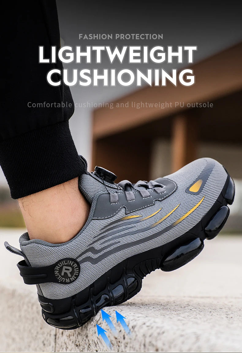 Indestructible Steel Toe Shoes for Men Women Construction Industrial Work Safety Sneakers Rotated Button Easy Wear