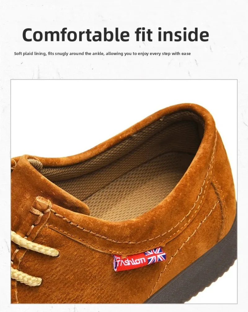 High Quality Men Casual Shoes Suede Leather Work Shoes Platform British Business Party Dress Shoes Male Lace-up Flats Sneakers