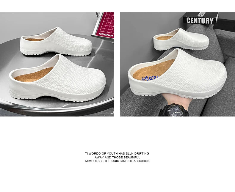 Couple Chef Shoes Four Seasons Waterproof  Anti slip Men's and Women's casual Business Work Shoes Fashion comfort Half EVA Shoes