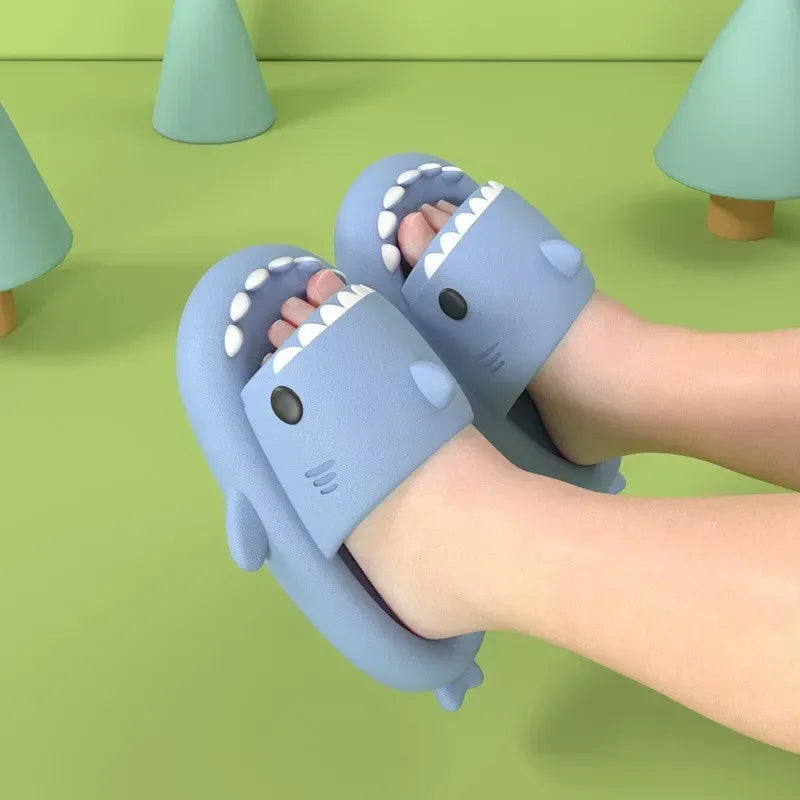 2024 Summer Shark Slippers Women Slides Men Bathroom Flip Flops Home Anti-Skid Flat Shoes Outdoor Fins Removable Slides Sandals
