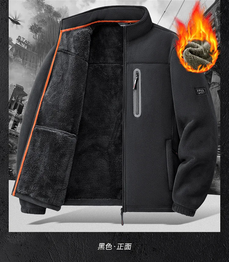 Men's Outdoor Fleece Jacket Autumn Winter Thickened Polar Fleece with Added Insulation New Season Warm Casual Coat