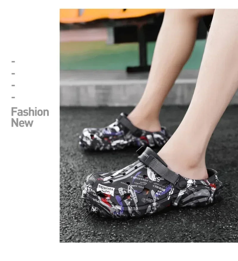 Plus Size 47 Summer Men Sandals Clogs Outdoor Garden Clogs Hole Shoes Male Casual Shoes Water Shoes Comfort Home Soft Slippers