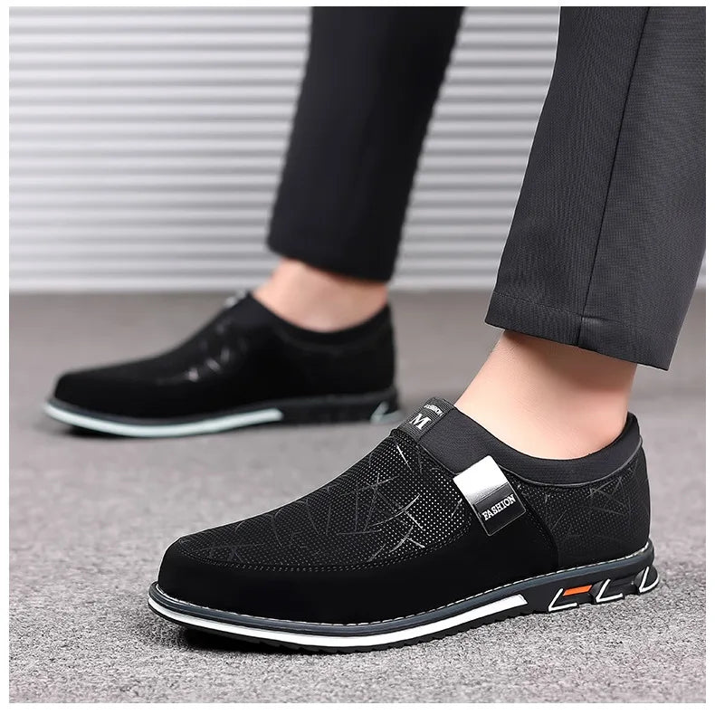 Business Men Leather Shoes for Men 2025 New Comfort Trend Flat Work Shoes Casual Moccasin Sneakers Slip on Big Size Male Loafers