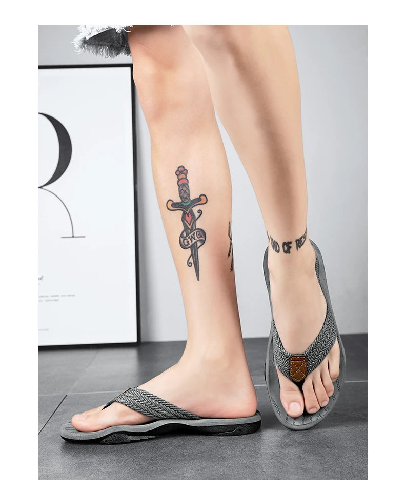 Home Flip Flops Fashion Men's Slippers Outdoor Sandals Summer Beach Shoes Size 39-46