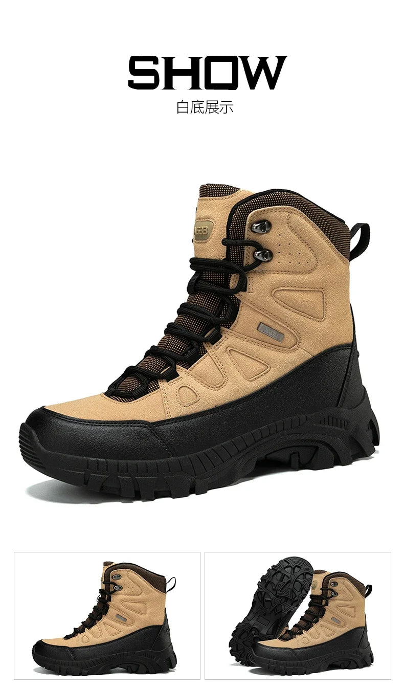 Men Tactical Boots Lace Up Military Army Boot Unisex Work Hiking Shoe Desert Waterproof Brand Climbing Shoe Male Ankle Size Plus