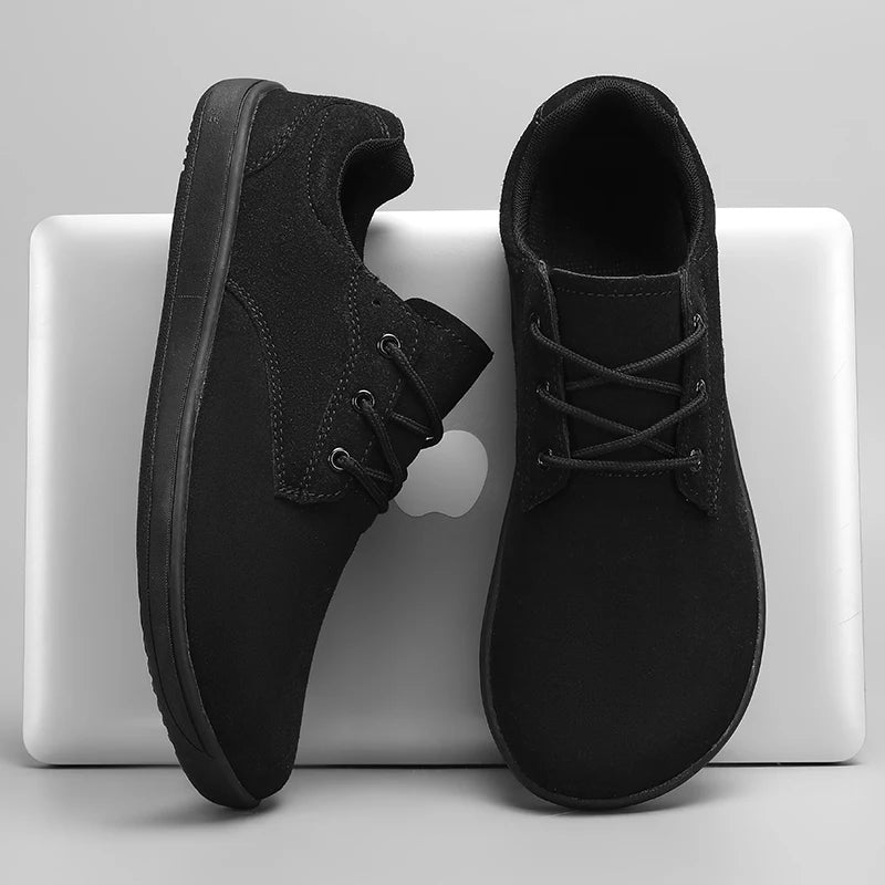 Barefoot Men's Sneakers With Wide Toe Size 48 Minimalist Cow Suede Leather Upper Casual Man Shoes Comfortable Walking Shoes