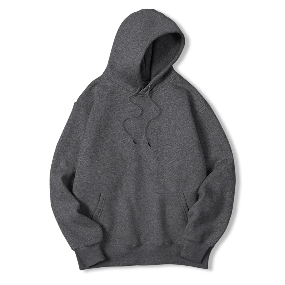 2025 Men's Solid Color Hooded Sweaters Men's Warm Wool Sweater Fashionable Street Clothing Loose  Breathable Jersey Brand Hooded