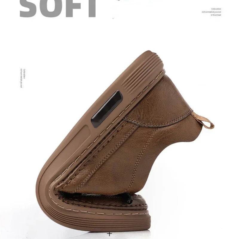 New Leather Shoes for Men Non-slip Sports Fashion Comfortable Sneakers Male Flat Slip-on Casual Brand Men's Casual