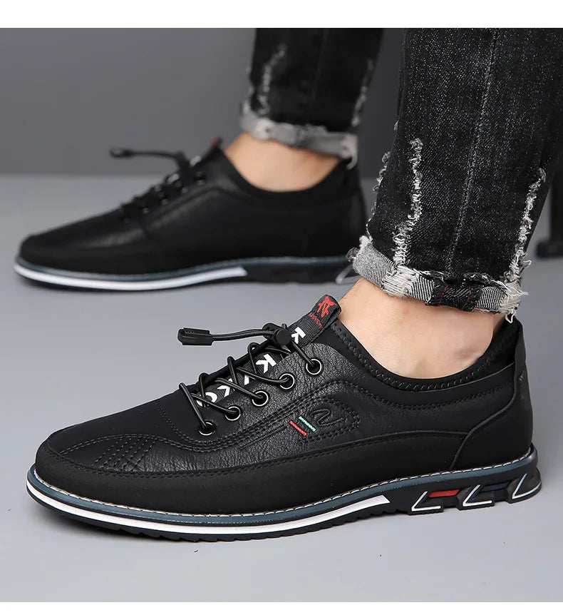 New Men's Leather Flat Casual Shoes Soft Sole Slip on Loafers Business Formal Shoes for Men Zapatos Casuales De Hombre Plus Size