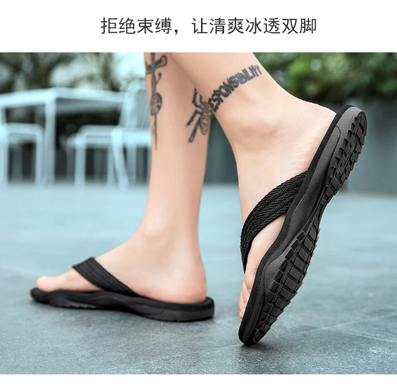 Home Flip Flops Fashion Men's Slippers Outdoor Sandals Summer Beach Shoes Size 39-46